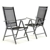 2er Set Klappstuhl Aluminium Komfortbreite Gartenstuhl Gartenstühle Klappstühle Alu schwarz -