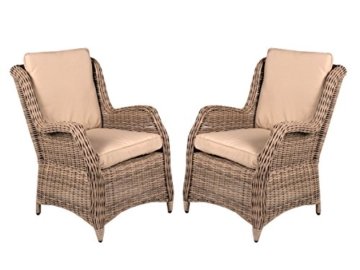 2er Set Polyrattan Sessel beige grau inkl Kissen Gartenstuhl Esszimmer hochwertig Polyrattansessel 2 Stück -