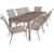 9tlg Gartengarnitur Sitzgruppe Gartenmöbel Set Aluminium Gartentisch mit Polywood Tischplatte 205x90cm Stapelstuhl pulverbeschichtet mit Textilenbespannung Champagner -