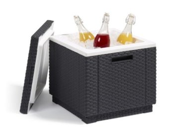 Allibert 212159 Kühlbox/Beistelltisch Ice Cube, Rattanoptik, Kunststoff, anthrazit - 
