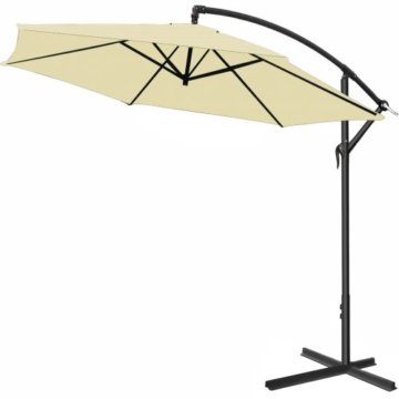 Alu Ampelschirm Ø 300 cm creme, höhenverstellbar mit Kurbelvorrichtung - Sonnenschirm Schirm Gartenschirm Marktschirm -