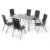 Alu Sitzgarnitur Gartenmöbel Set 7-teilig Garnitur Sitzgruppe Tisch 150x90 + 6 Stühle - 