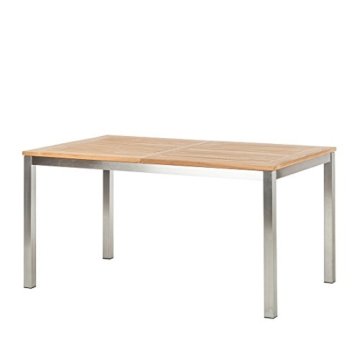 Ambientehome Tisch, Ausziehbarer Teakholz Edelstahl Lagos Esstisch Gartentisch, braun, 150x90x75 cm, 69283 -