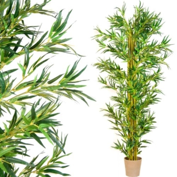 Bambus-Strauch, Echtholzstamm, Kunstbaum, Kunstpflanze, Bambusbaum - Variante: 160, 190 oder 220 cm -