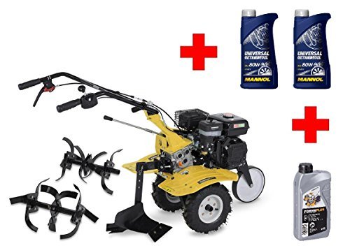 » Benzin Gartenfräse / Kultivator 6 PS mit Pflug + 1 l Motoröl + 2 l