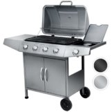 Broil-master Gasgrill BBQ GRILLWAGEN Stahl-Brenner 4 Hauptbrenner + 1 Seitenbrenner in Farbe: silber -