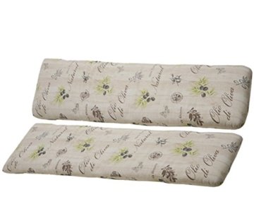 Dehner Bankauflage mit Rückenpolster, Olive 3-Sitzer, je ca. 150 x 45 x 6 cm, Baumwolle/Polyester, beige/braun -