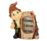 Dehner Dekofigur Garten-Männchen mit Solar, ca. 12.2 x 23.3 x 18.4 cm, Polyresin -