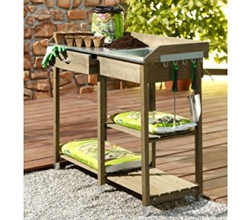 Dehner Gute Wahl Holzpflanztisch Calgary, ca. 117 x 91 x 45 cm, Holz, braun - 
