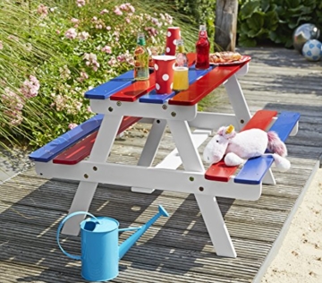 Dehner Kids, Picknickset Jack, ca. 90 x 80 x 54 cm, FSC Akazienholz, weiß/blau/rot - 