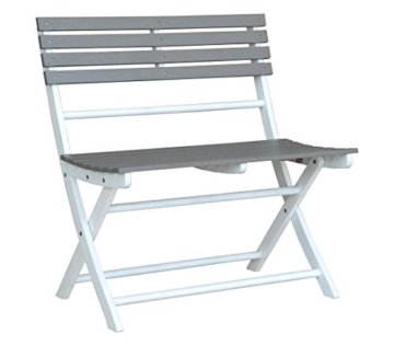 Dehner Klappbank Ahaus, 2-Sitzer, ca. 82 x 80 x 53.5 cm, FSC Akazienholz, grau/weiß -