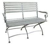 Dehner Klappbank Linz, 2-Sitzer, ca. 117 x 56 x 88 cm, FSC Akazienholz, grau -