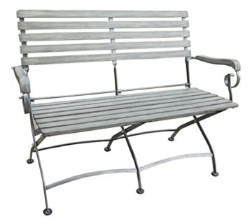 Dehner Klappbank Linz, 2-Sitzer, ca. 117 x 56 x 88 cm, FSC Akazienholz, grau -