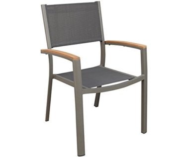 Dehner Stapelstuhl Colmar, ca. 87 x 57 x 62 cm, Textilen/Aluminium/FSC Teakholz, anthrazit -