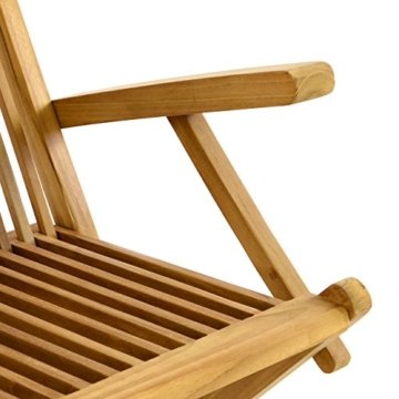 DIVERO 2er-Set Klappstuhl Teakstuhl Gartenstuhl Teak Holz Stuhl mit Armlehne für Terrasse Balkon Wintergarten witterungsbeständig behandelt massiv klappbar natur - 