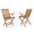DIVERO 2er-Set Klappstuhl Teakstuhl Gartenstuhl Teak Holz Stuhl mit Armlehne für Terrasse Balkon Wintergarten witterungsbeständig behandelt massiv klappbar natur -