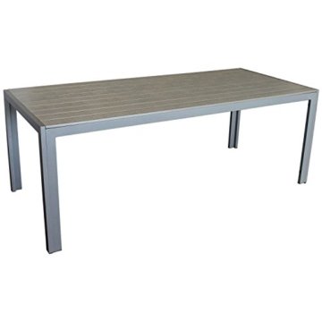 Eleganter Gartentisch für bis zu 8 Personen Aluminium Polywood / Non Wood Tischplatte 205x90cm grau/grau Esszimmertisch Küchentisch Esstisch Gartenmöbel Terrassenmöbel Esszimmermöbel -
