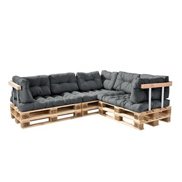 [en.casa] Palettenkissen - 11-teilig - Sitzpolster + Rückenkissen [hellgrau] Paletten-Sofa In/Outdoor - 