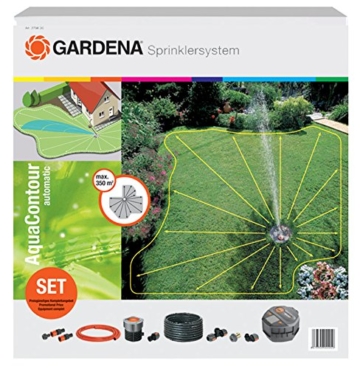 Gardena 2708-20 Sprinklersystem Komplett-Set mit Vielflächen Versenkregner AquaContour automatic, Inhalt: 1 x 1505, 2 m Classic-Schlauch 3/4", 1 x 2795, 20 m Verl.rohr 25mm, 1 x 2761, 1 x 2781, 1 x 1537 -