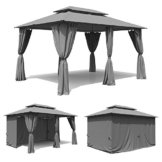 Garten Pavillon 3x4m inkl. Seitenwänden Wasserdicht Partyzelt Grau/Anthrazit -