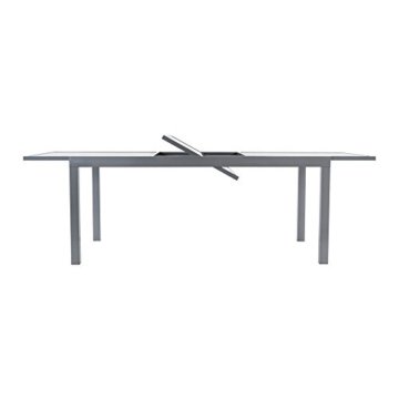 Gartentisch ausziehbar Aluminium Glas grau Länge 180 bis 240 x Breite 100 cm - 