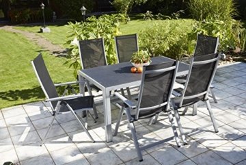 greemotion Gartentisch Alu Monza, in zwei Größen erhältlich - Outdoor-Esstisch aus Metall mit Glastischplatte in Steinoptik - Gartenmöbel geeignet für Garten, Terrasse & Balkon - 