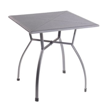 greemotion Tisch Toulouse 416395, ca. 70 x 70 x 72 cm, Gartentisch für Innen- und Außenbereich, Gs-zertifiziert, Kaffeetisch mit wetterfester Kunststoffummantelung, durch die gelöcherte Tischplatte läuft Regenwasser gut ab, Eisentisch mit Niveauregulierung zur Ausbesserung von Bodenunebenheiten -