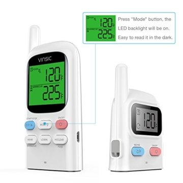 Grill thermometer,Vinsic® Fleischthermometer 2 Fühler 100m Fernbedienung Entfernung wiederaufladbarer BBQ Thermometer, Raucher, Grill, Ofen, Funkthermometer Grill-Weiß - 