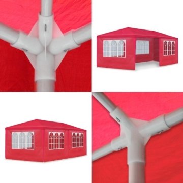 JOM Gartenpavillon 3 x 6 m, mit 6 Seitenwänden 110G PE, rot - 