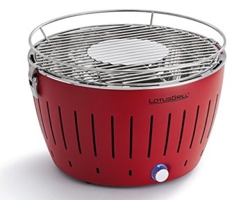 LotusGrill Holzkohlengrill Serie 340, Farbe feuerrot, 35 x 35 x 23,4 - 