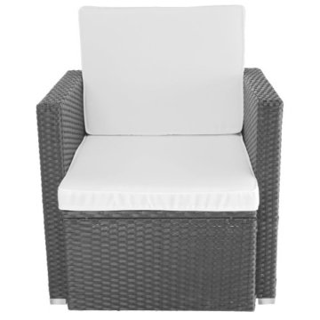 Miadomodo Bequemer Loungesessel aus Polyrattan Gartenmöbel inkl. Sitzkissen -Farbwahl- Gartensessel - 