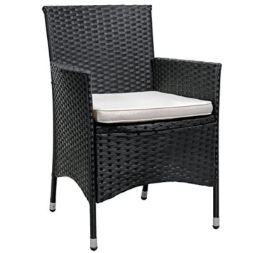 Miadomodo Polyrattan Gartenmöbel Rattanmöbel Stühle in 2er-Set - in der Farbe nach Ihrer Wahl (Schwarz) - 
