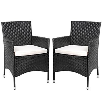 Miadomodo Polyrattan Gartenmöbel Rattanmöbel Stühle in 2er-Set - in der Farbe nach Ihrer Wahl (Schwarz) - 