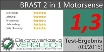 Motorsense Benzin BRAST 3.0 PS 2 in 1 Gerät Freischneider Rasentrimmer Rasenmäher 52cm³ Tüv geprüft - 