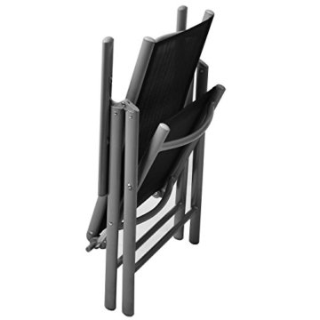 Nexos 2-er Set Stuhl, Klappstuhl, Gartenstuhl, Hochlehner für Terrasse, Balkon Camping Festival, aus Aluminium verstellbar, leicht, stabil, schwarz - 