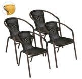 Nexos 4er Set Bistrostuhl Stapelstuhl Balkonstuhl Poly Rattan Gartenstuhl Terrasse Stuhl braun -
