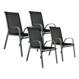 Nexos 4er Set Gartenstuhl Stapelstuhl Stapelsessel Hochlehner Terrasse anthrazit -