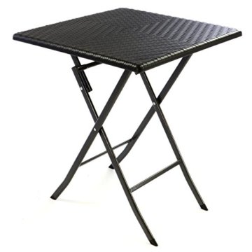 Nexos Tisch in Rattan-Optik Balkontisch Gartentisch Klapptisch schwarz 61 x 61 x 75 cm eckig Campingtisch Kunststoff robust stabil wetterfest pflegeleicht klappbar -
