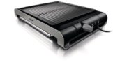 Philips HD4417/20 Tischgrill aus Edelstahl, 2000 Watt, gerippte Platte, 5 Stufen, Schwarz/Silber -