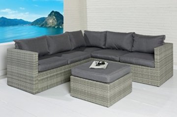 POLY RATTAN Sitzgruppe Sofa Lounge Set grau Gartenmöbel Terrassen Garten Gruppe -