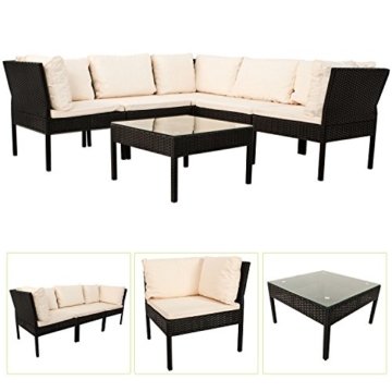 Polyrattan Gartenmöbel Lounge Sitzgruppe Santorin - schwarz -