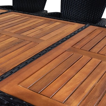 PolyRattan Sitzgruppe 8+1 neigbaren Rückenlehnen Tisch aus Akazienholz Gartenmöbel Gartenset Sitzgarnitur Rattan - 