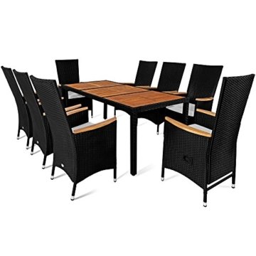 PolyRattan Sitzgruppe 8+1 neigbaren Rückenlehnen Tisch aus Akazienholz Gartenmöbel Gartenset Sitzgarnitur Rattan - 