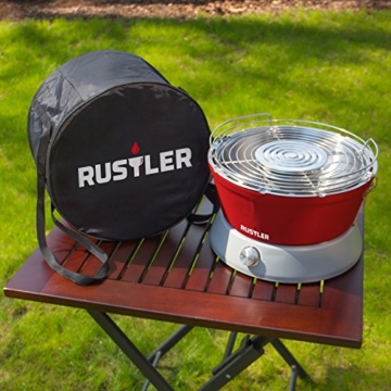 Rustler RS-0845 Holzkohlegrill mit Belüftung und Tragetasche, rot, 36 x 36 x 23 cm - 