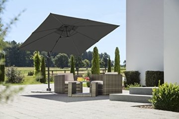 Schneider Sonnenschirm Rhodos Junior, anthrazit, ca. 270 x 270 cm, 8-teilig, quadratisch - 