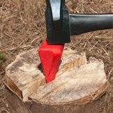 Spaltkeil aus Stahl Spalter Keil Spaltgranate Axt Beil Holzspalter Metall ROT -