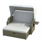 Strandkorb Cuxhaven in grau - beige Gartenmoebel Polyrattan mit Alu Gestell Neu Rattan Garten Gartenausstattung von Jet-Line -
