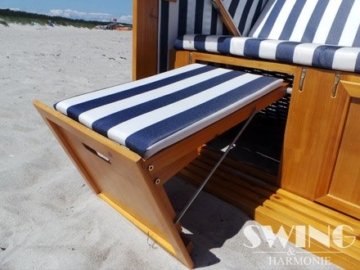 Strandkorb XXL - Luxusstrandkorb - aus Holz und Polyrattan (Grau) - 