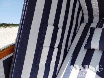 Strandkorb XXL - Luxusstrandkorb - aus Holz und Polyrattan (Grau) - 