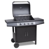 TAINO® Gasgrill TÜV BBQ GRILLWAGEN 4 Edelstahl Brenner Gas Grill (Schwarz) -